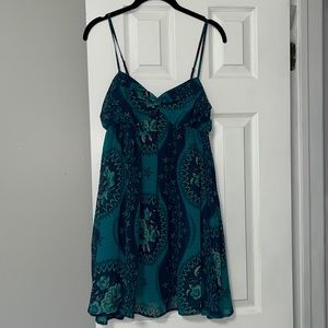 Free People Blue & Green Printed Dress